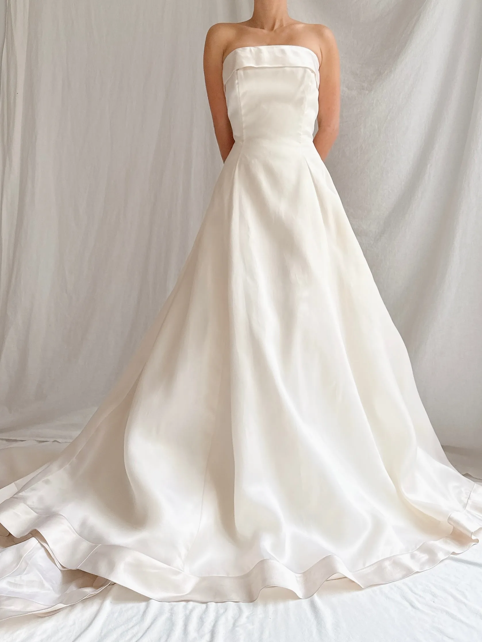 Vintage Silk Organza Strapless Gown