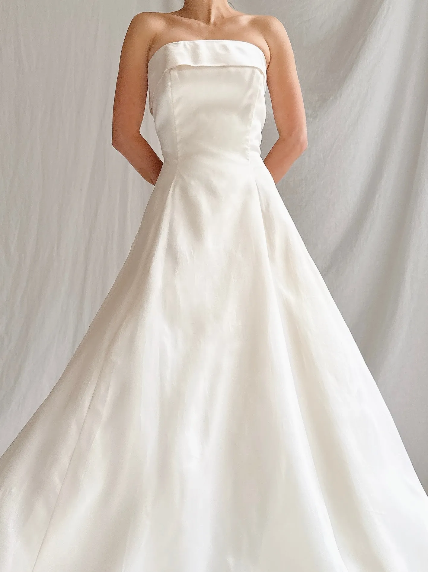 Vintage Silk Organza Strapless Gown