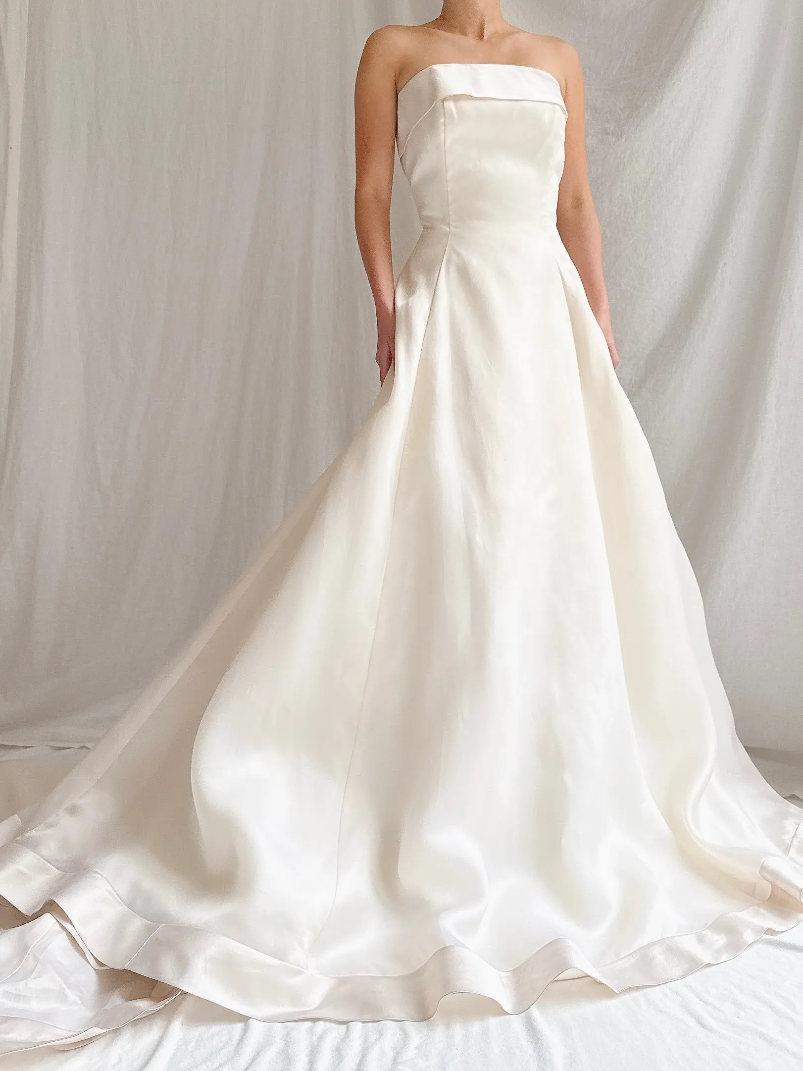 Vintage Silk Organza Strapless Gown