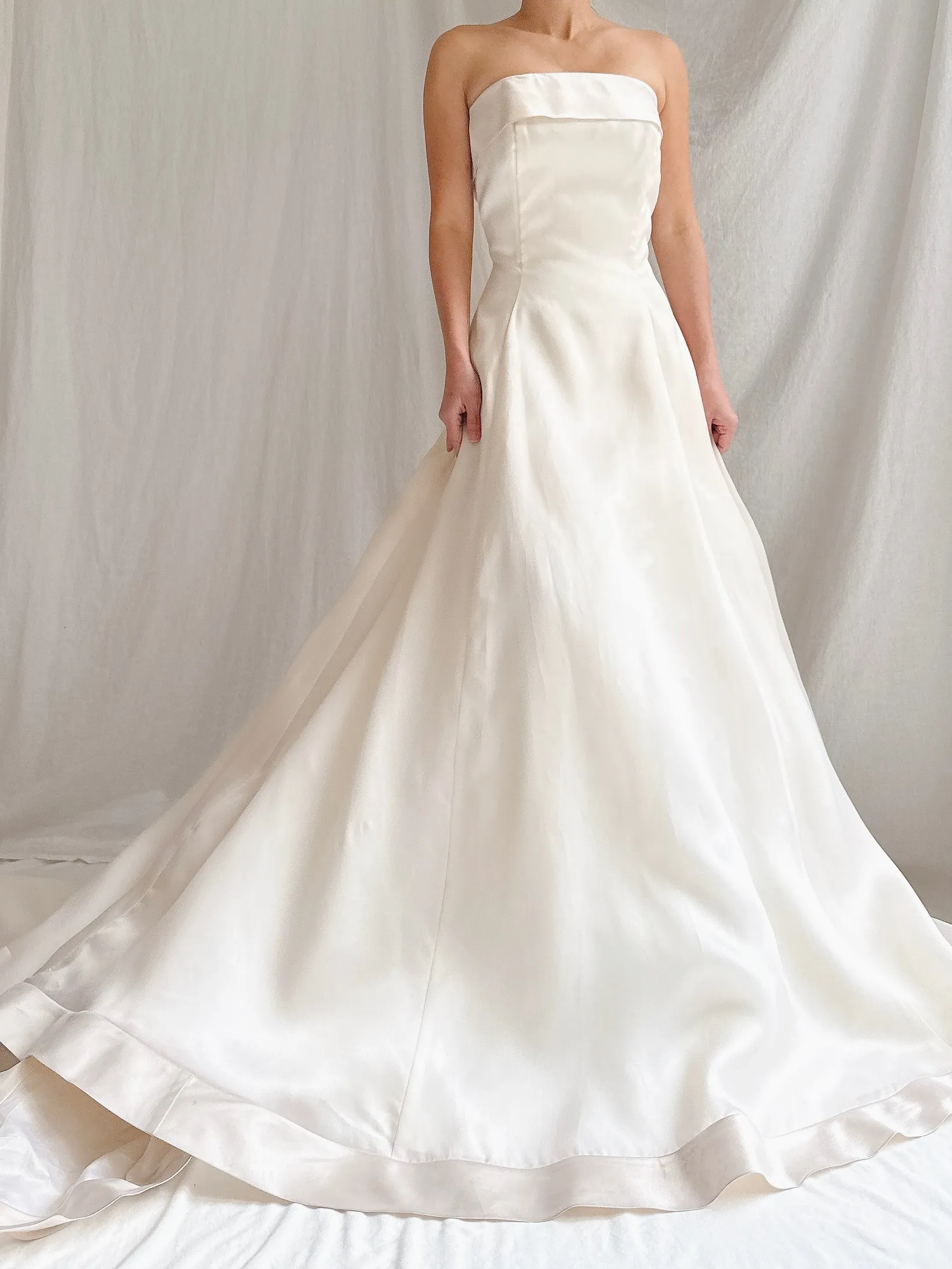 Vintage Silk Organza Strapless Gown