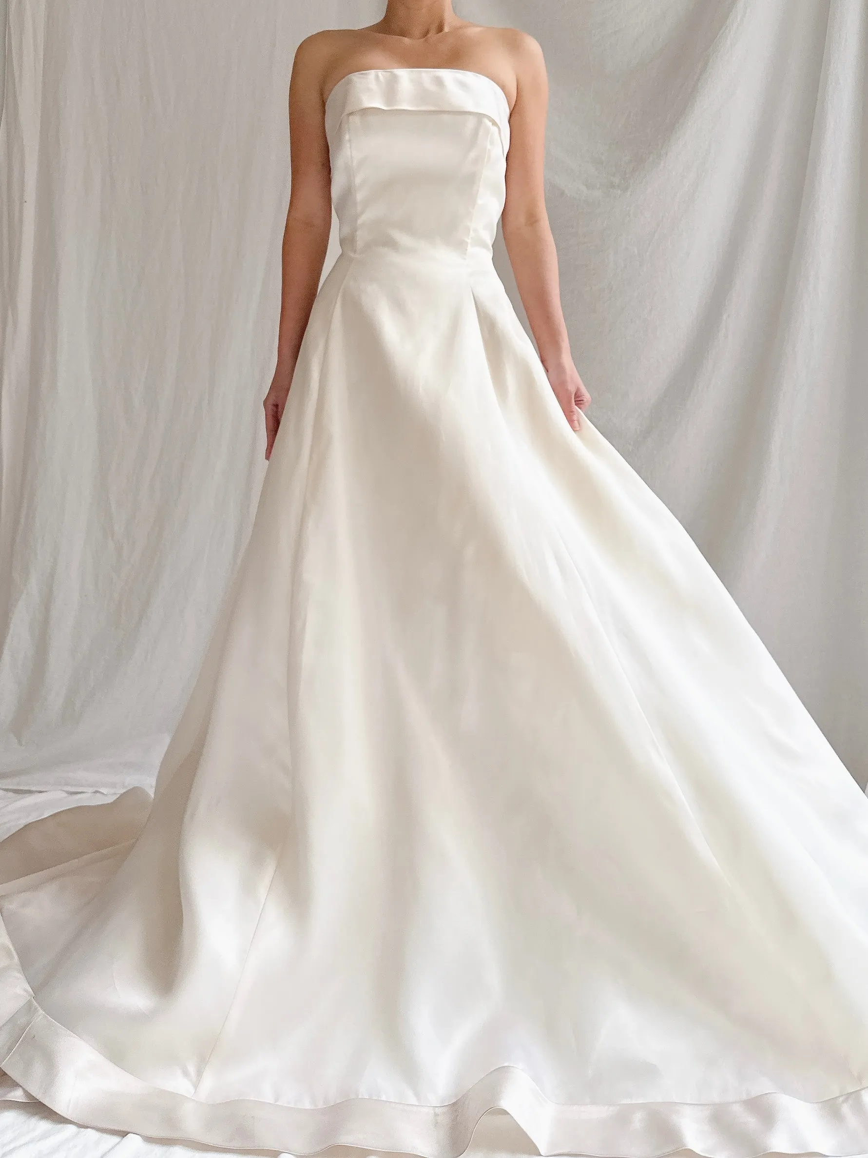 Vintage Silk Organza Strapless Gown
