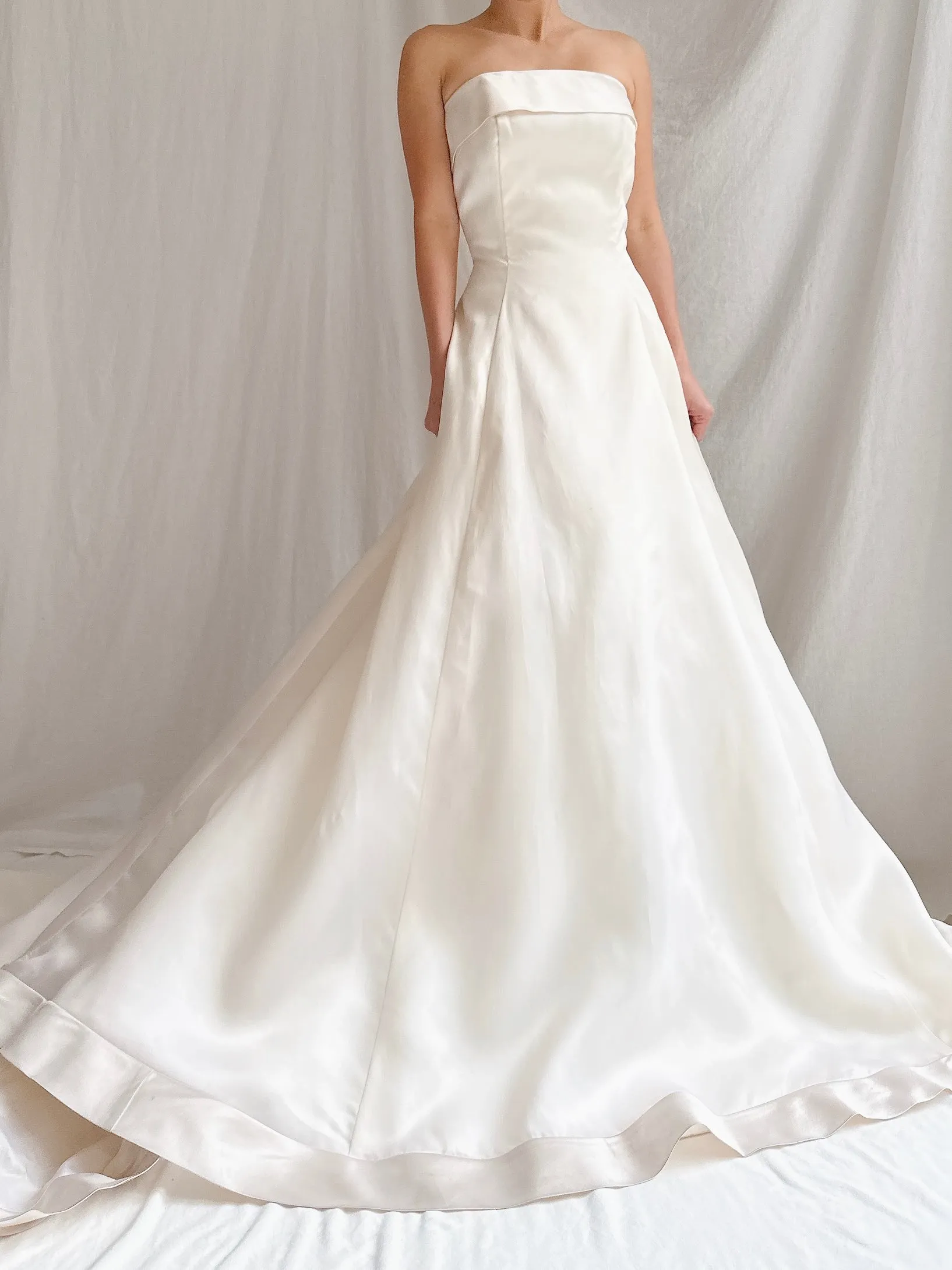 Vintage Silk Organza Strapless Gown