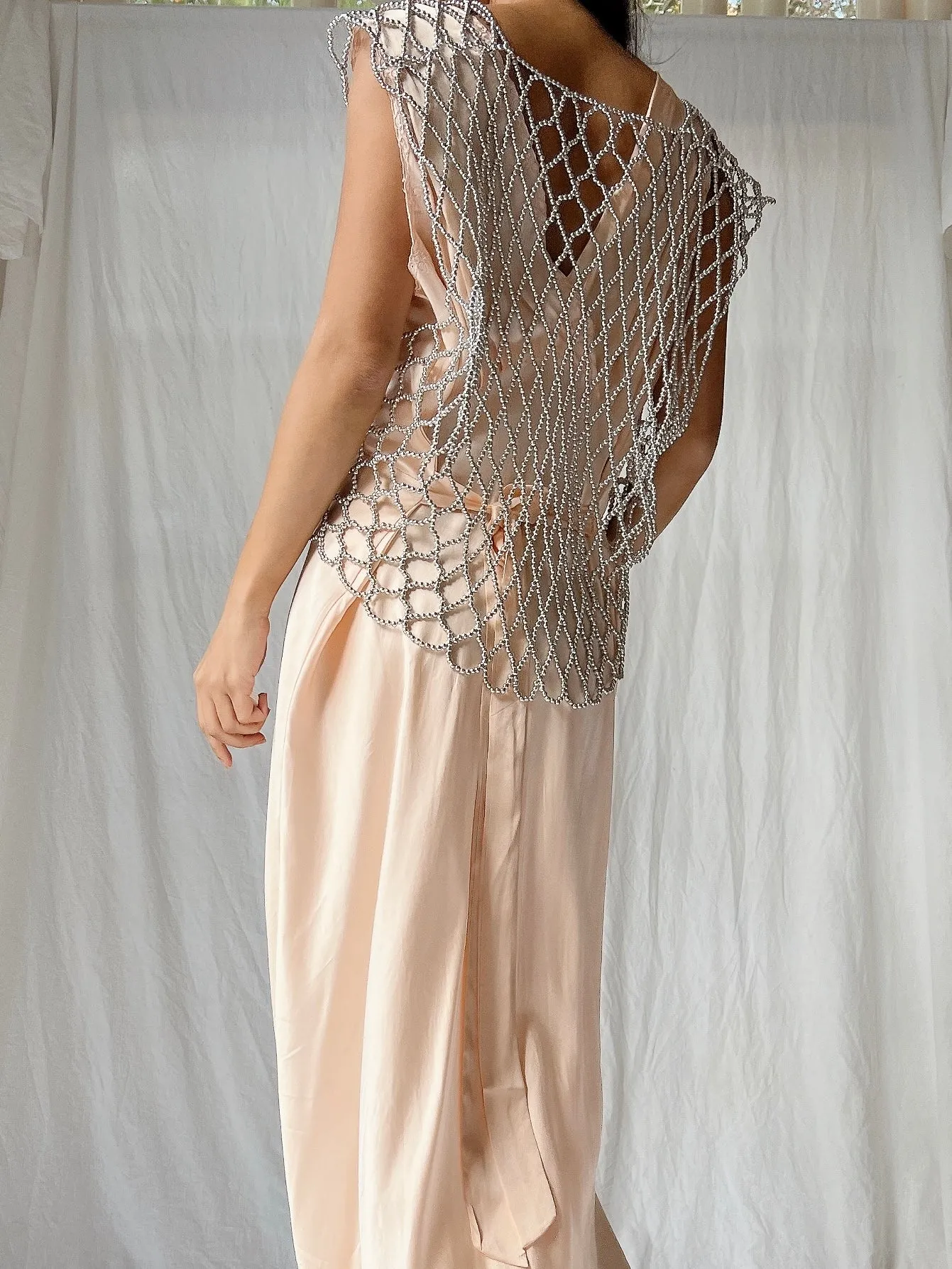 Vintage Silver Pearl Vest - M