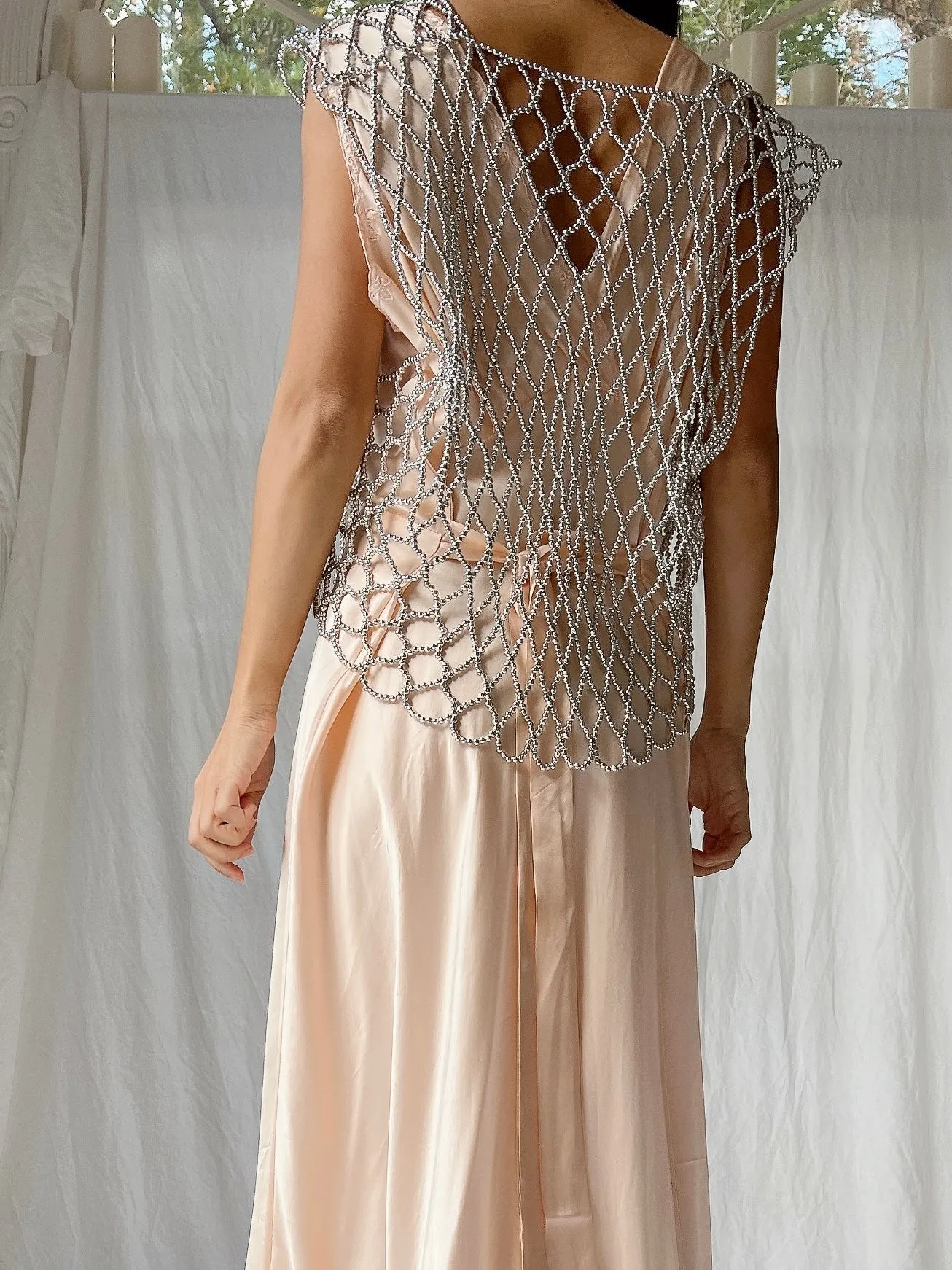 Vintage Silver Pearl Vest - M