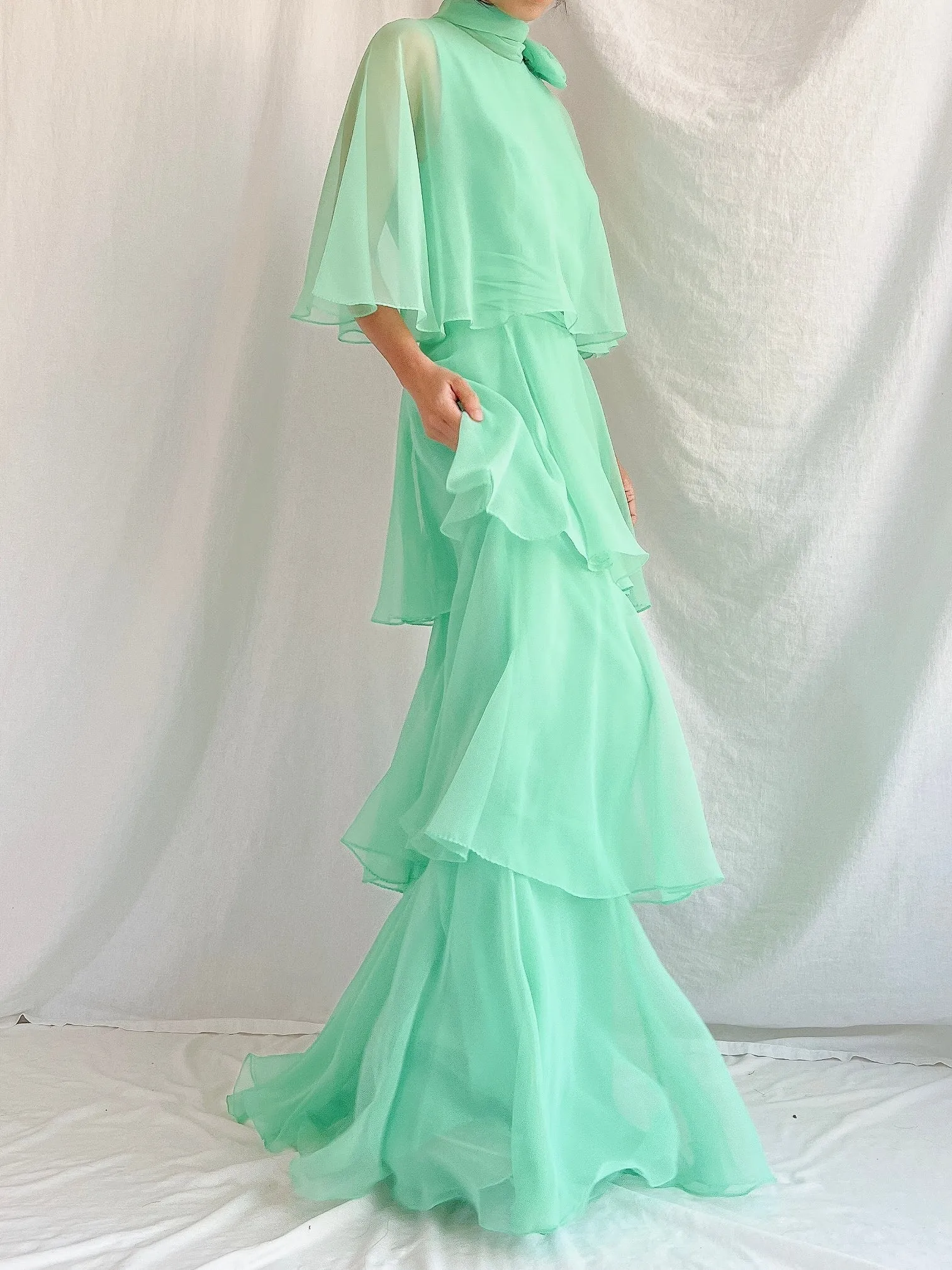 Vintage Teal Tiered Gown - XS/2