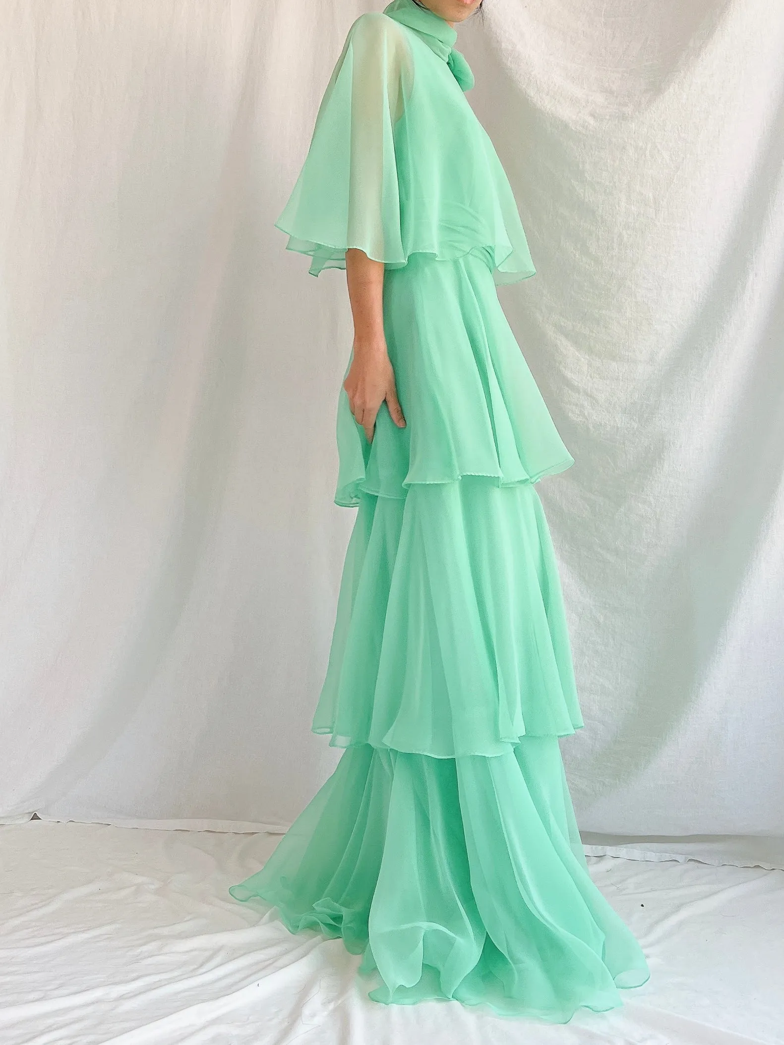 Vintage Teal Tiered Gown - XS/2
