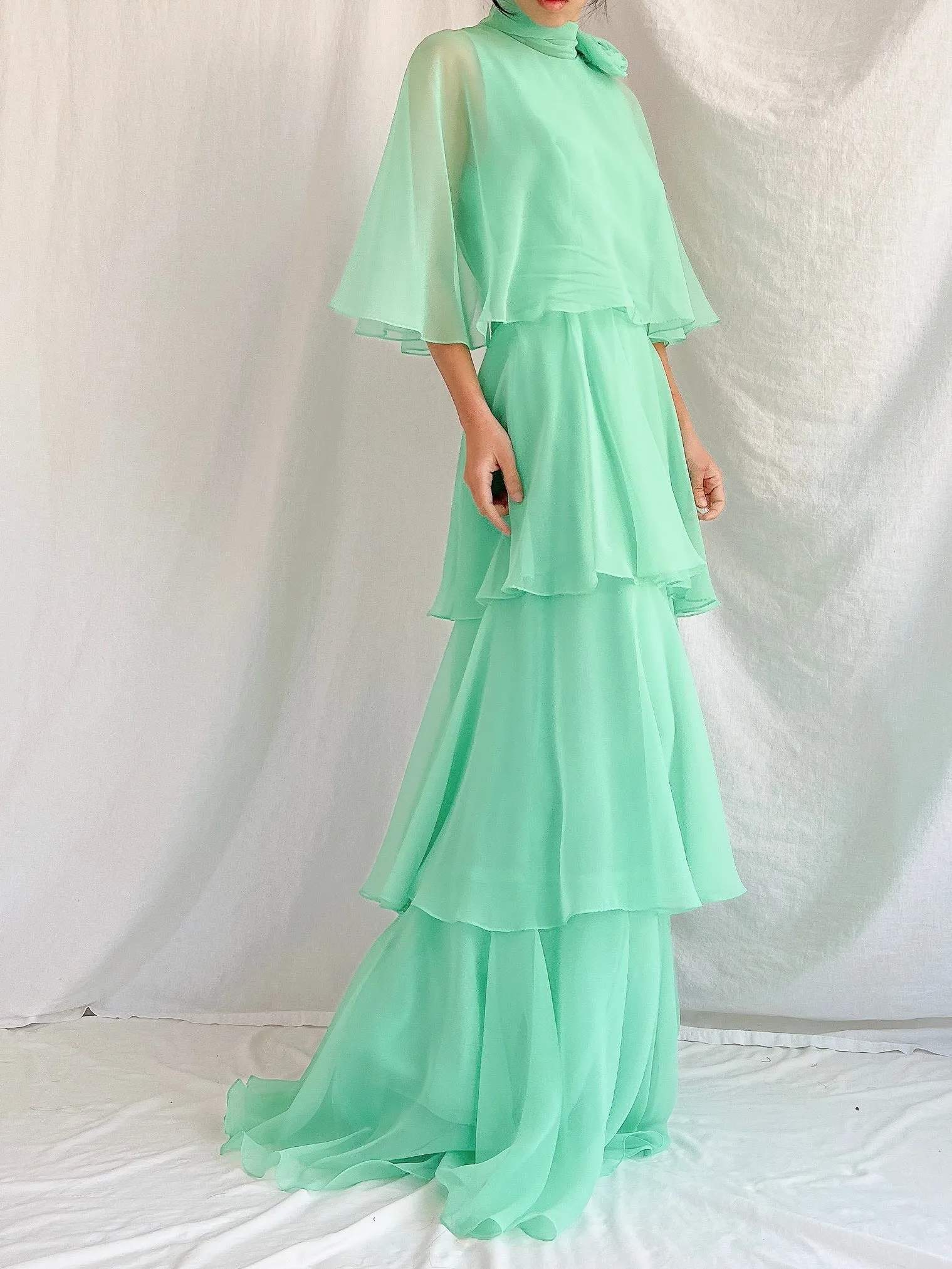 Vintage Teal Tiered Gown - XS/2