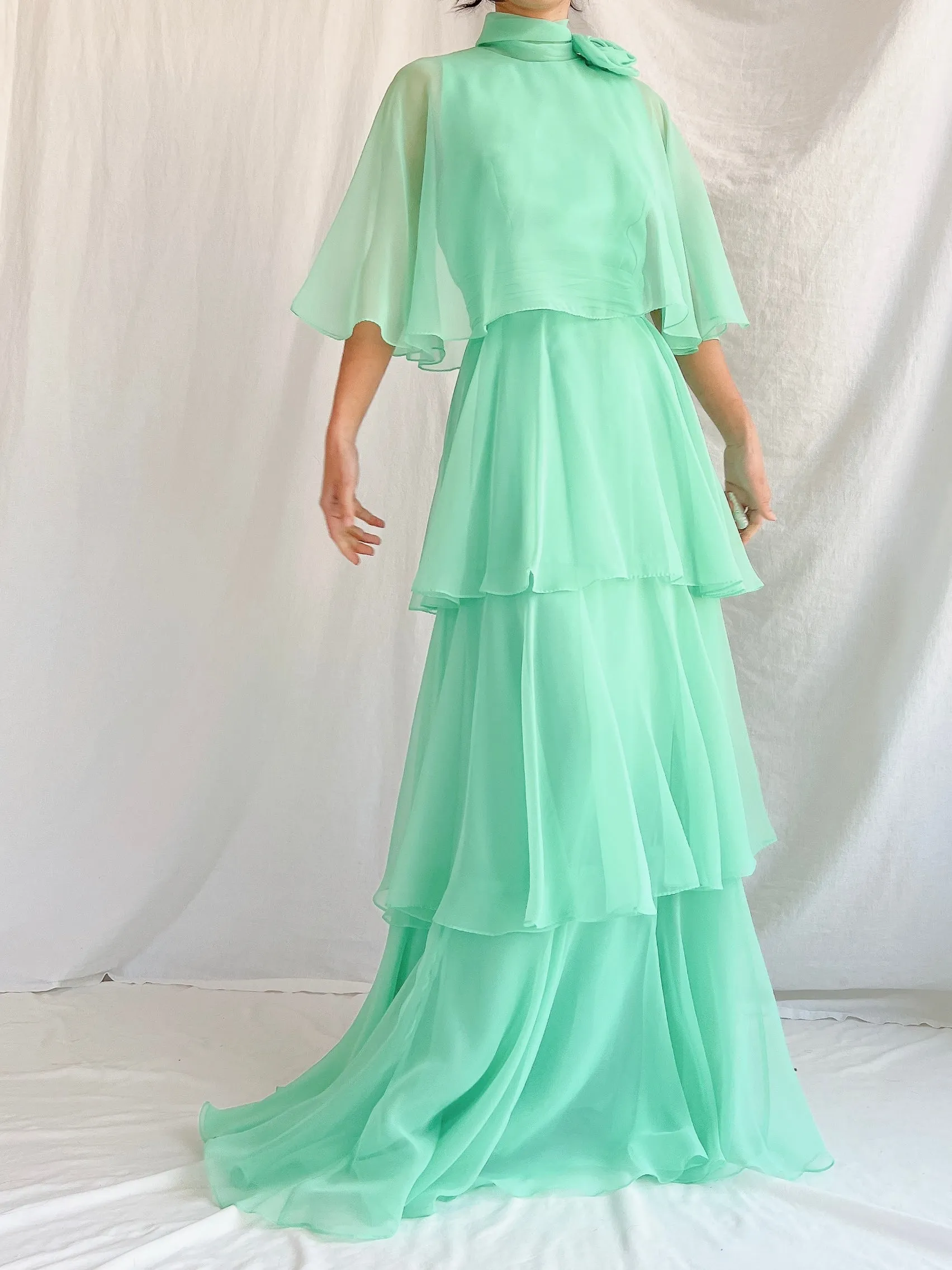 Vintage Teal Tiered Gown - XS/2