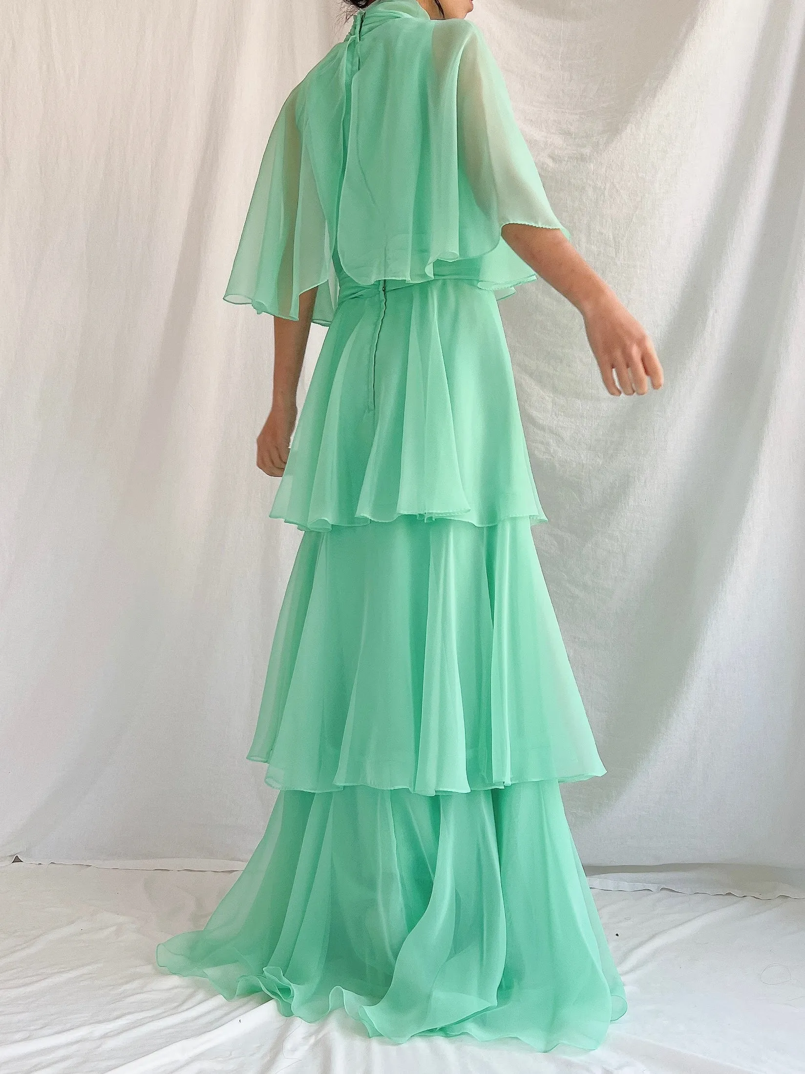 Vintage Teal Tiered Gown - XS/2