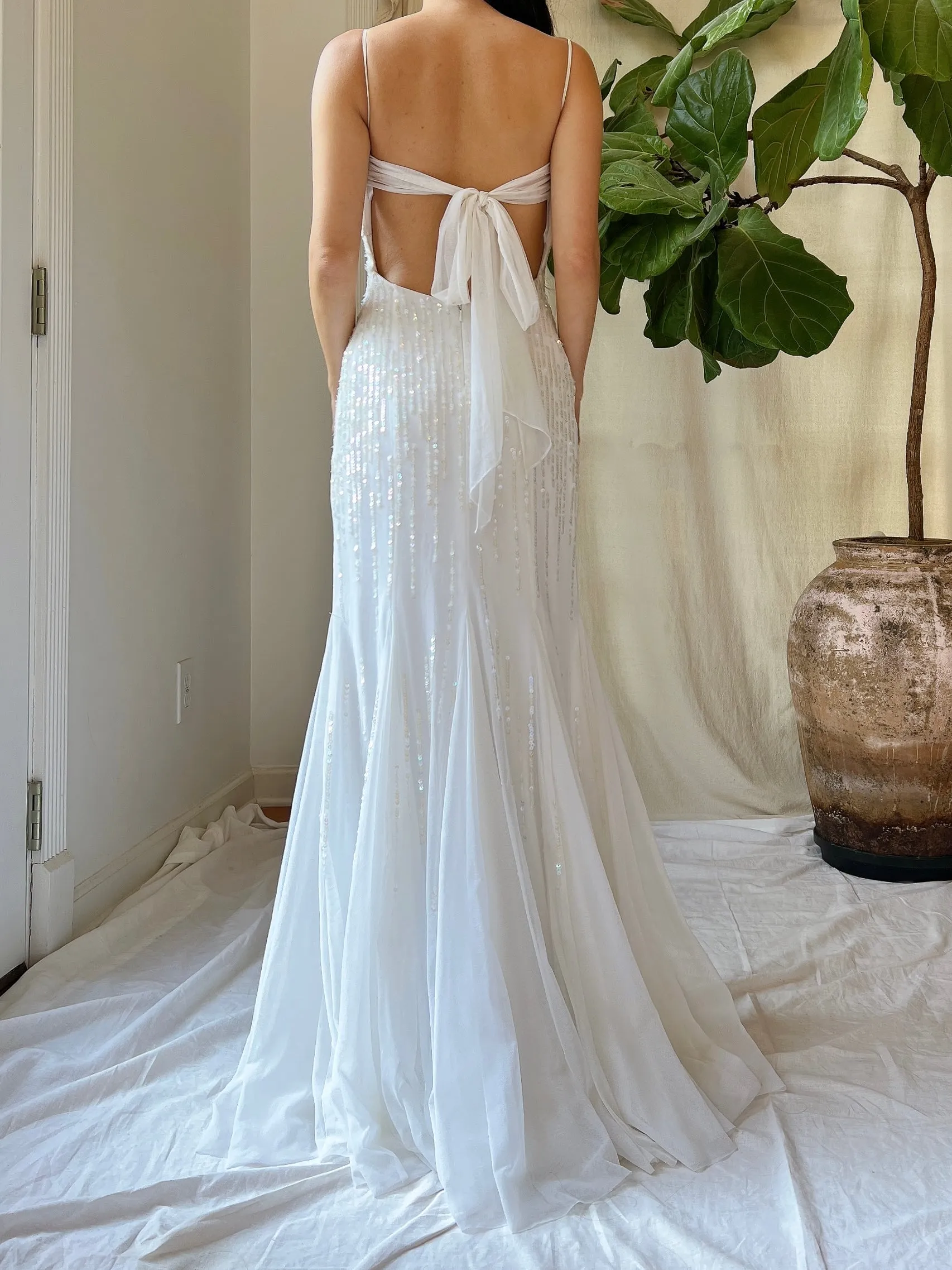 Vintage Tulle Beaded Mesh Gown - XS