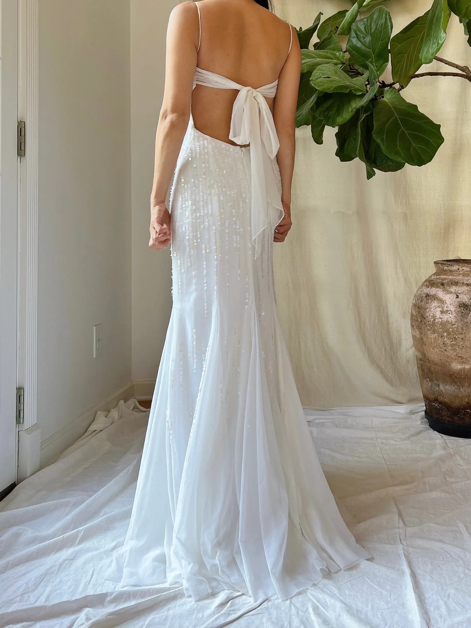 Vintage Tulle Beaded Mesh Gown - XS
