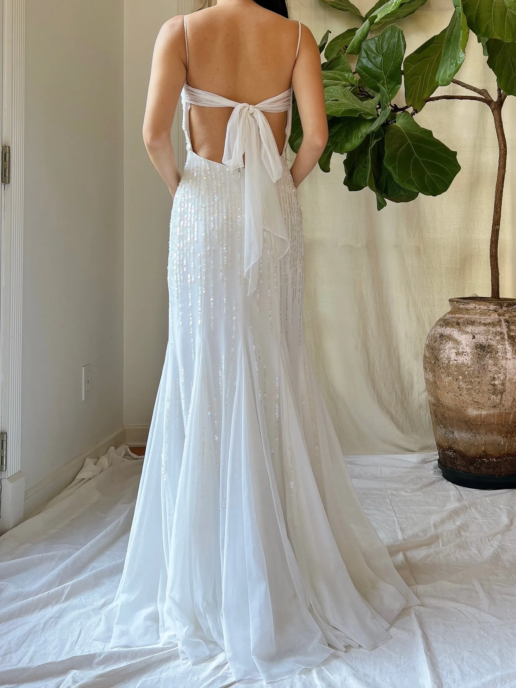 Vintage Tulle Beaded Mesh Gown - XS