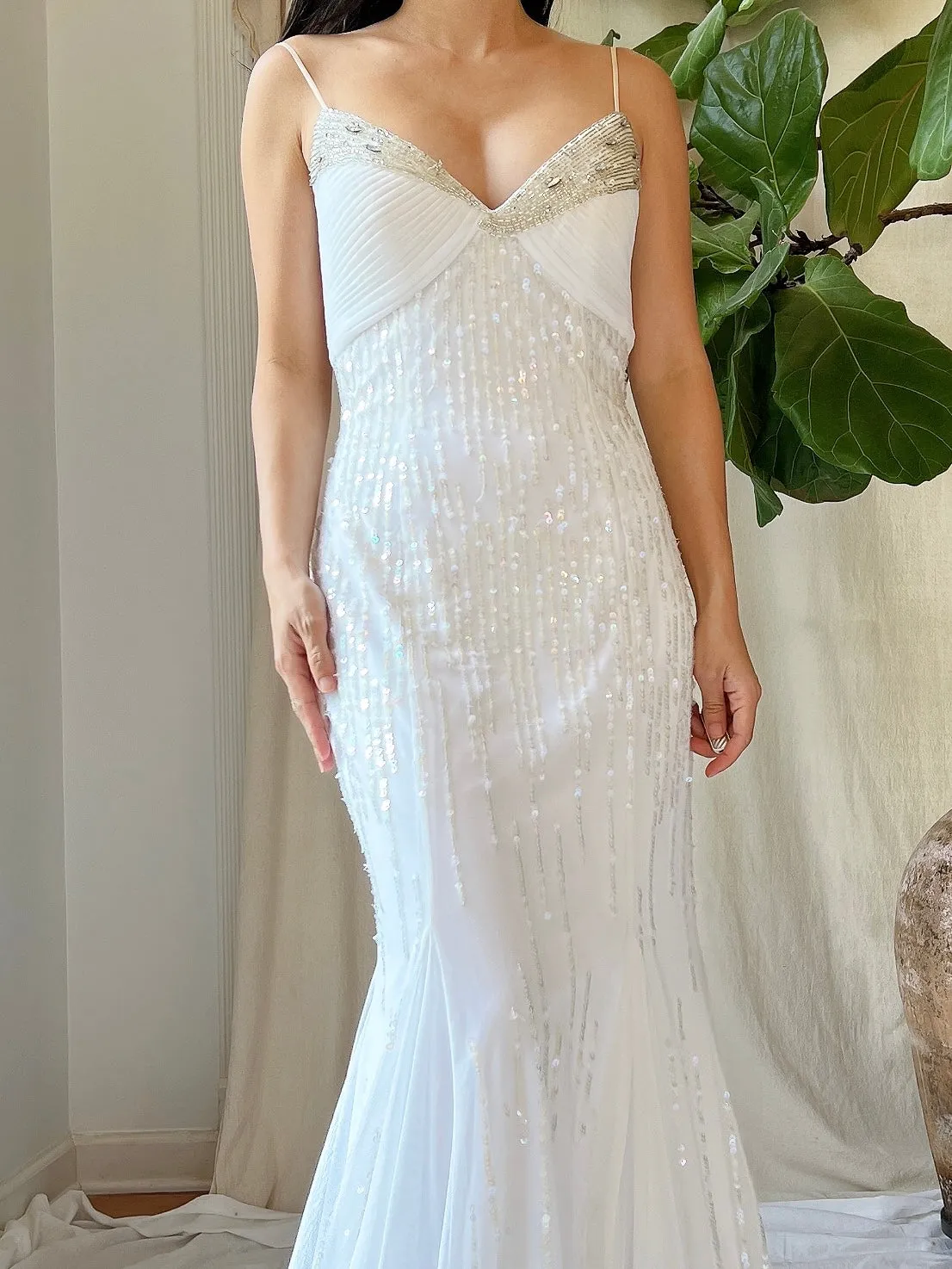 Vintage Tulle Beaded Mesh Gown - XS