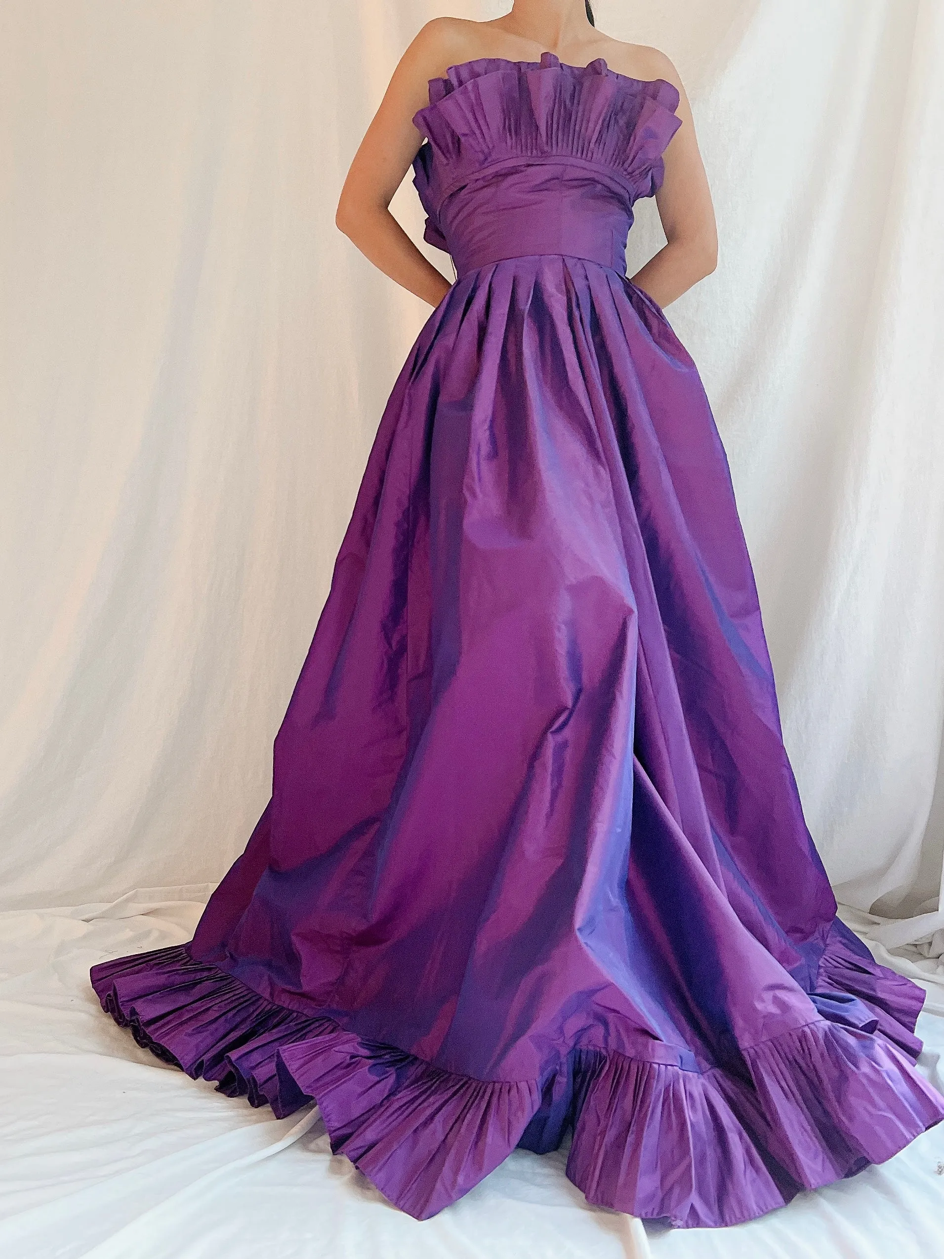 Vintage Victor Costa Purple Iridescent Gown - 4