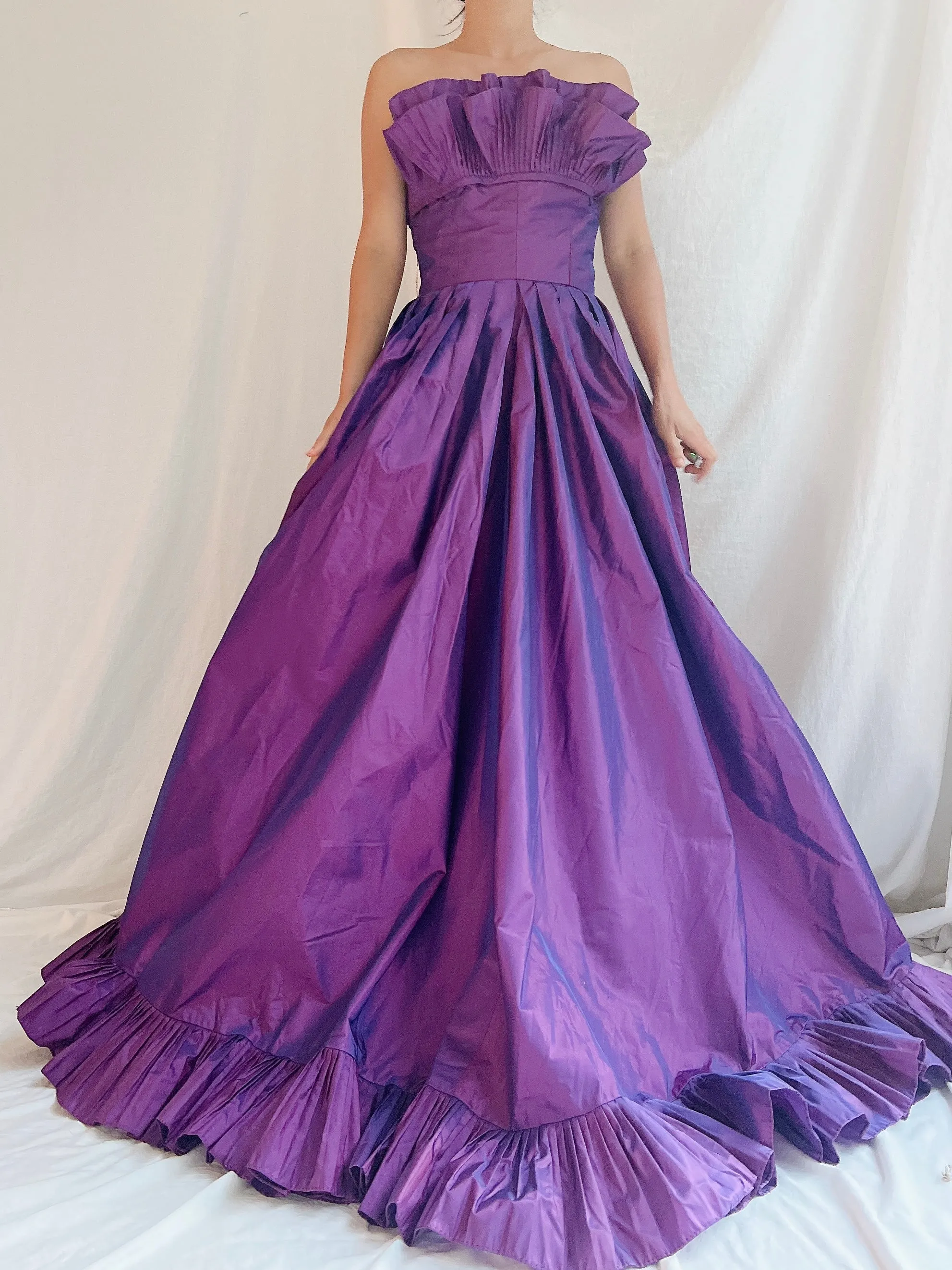 Vintage Victor Costa Purple Iridescent Gown - 4