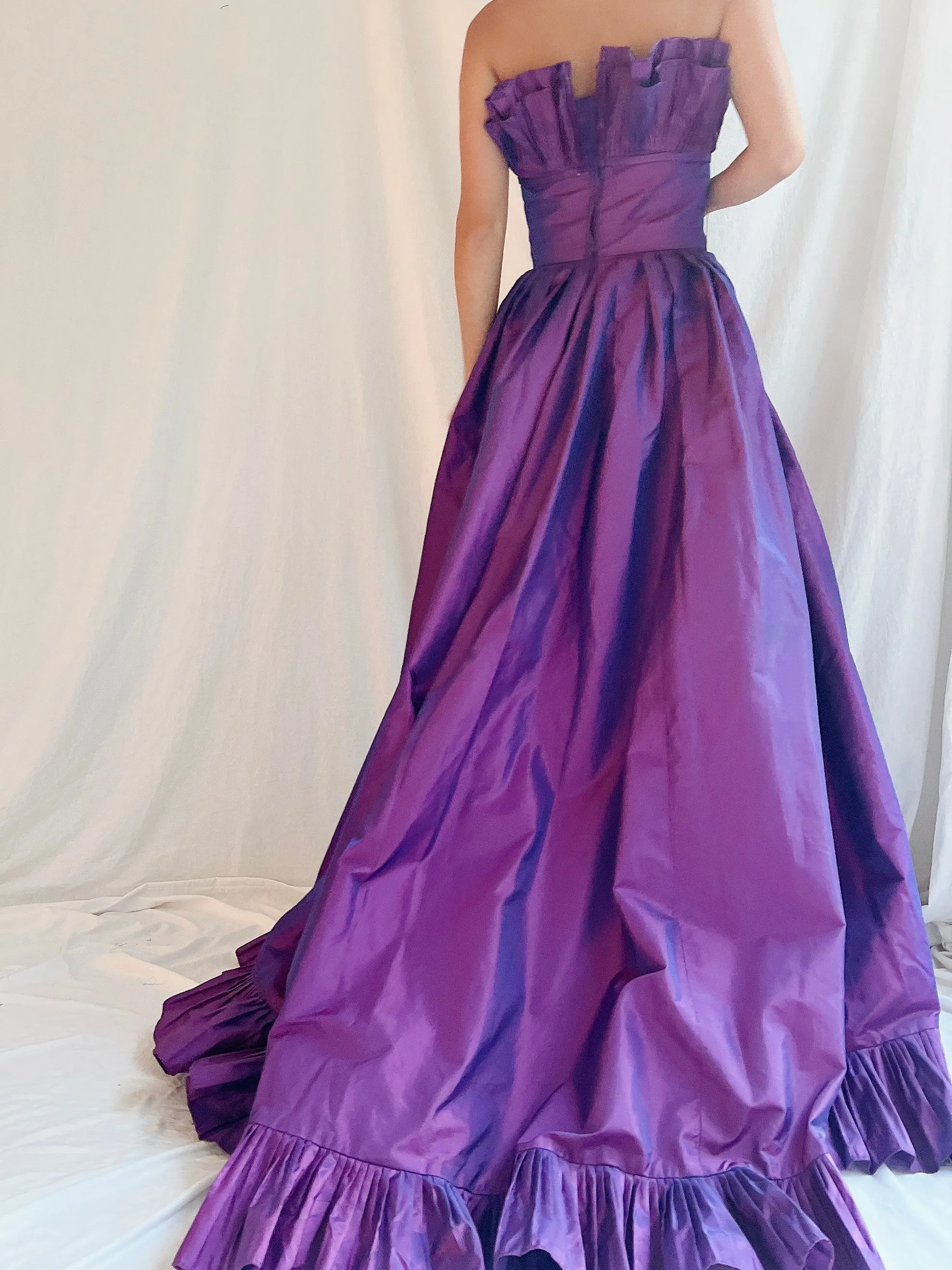 Vintage Victor Costa Purple Iridescent Gown - 4