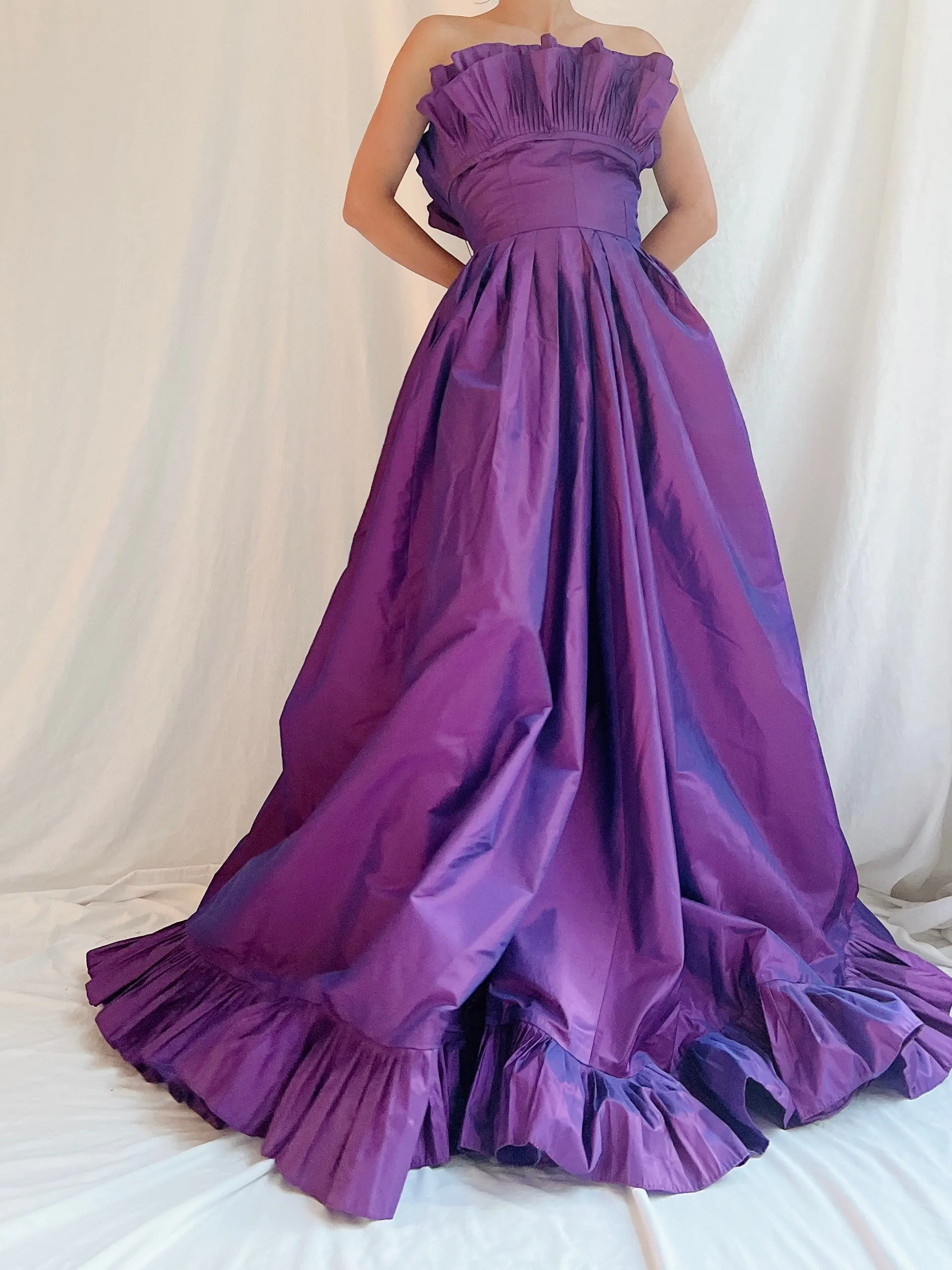 Vintage Victor Costa Purple Iridescent Gown - 4