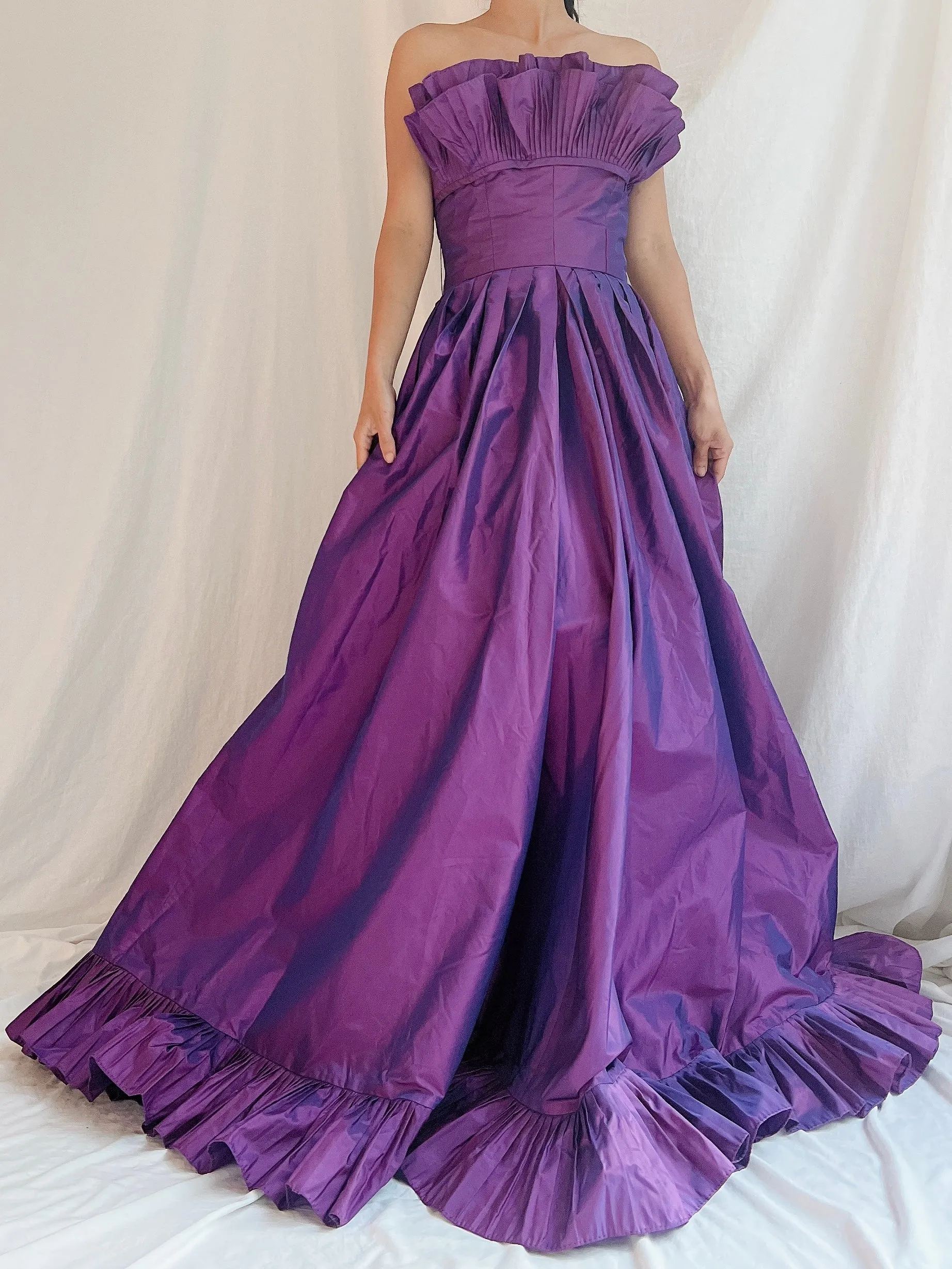 Vintage Victor Costa Purple Iridescent Gown - 4