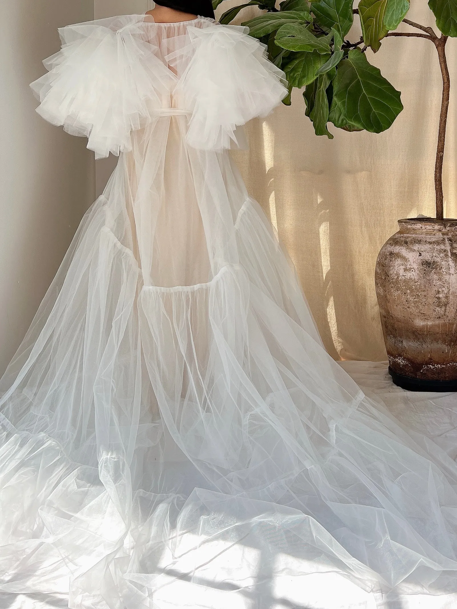 White Tulle Dressing Gown - OSFM