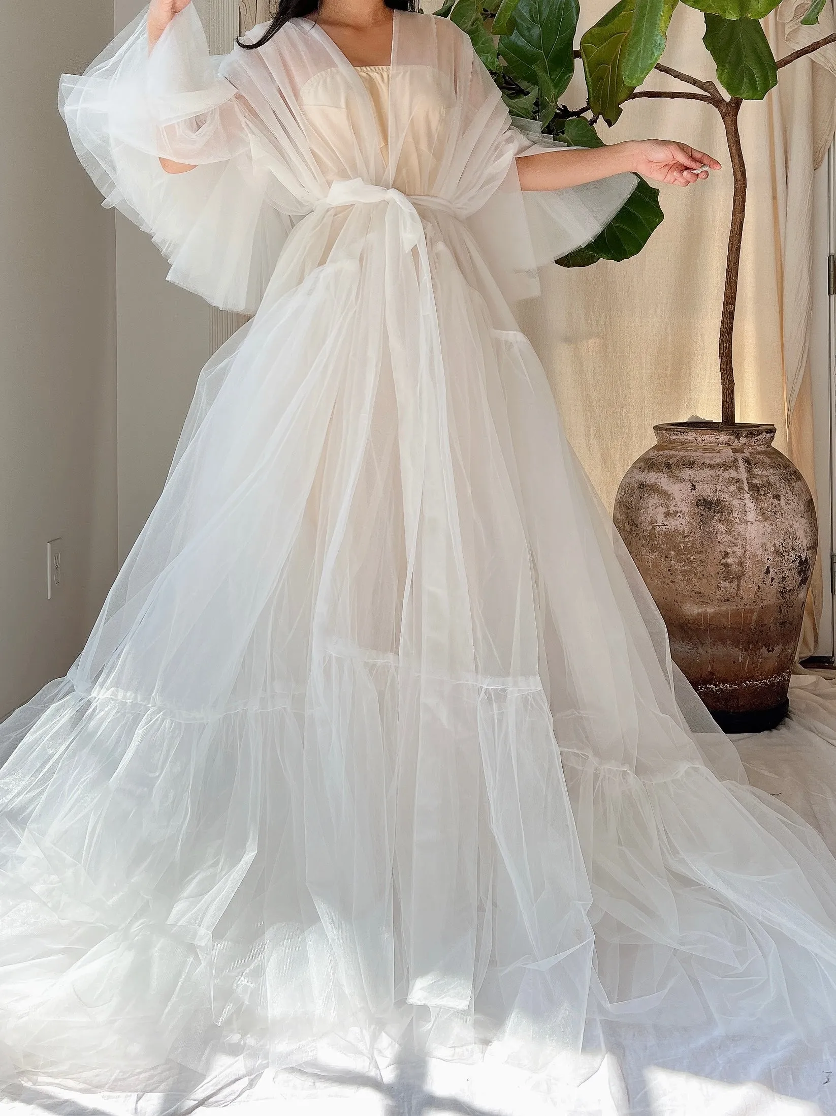 White Tulle Dressing Gown - OSFM