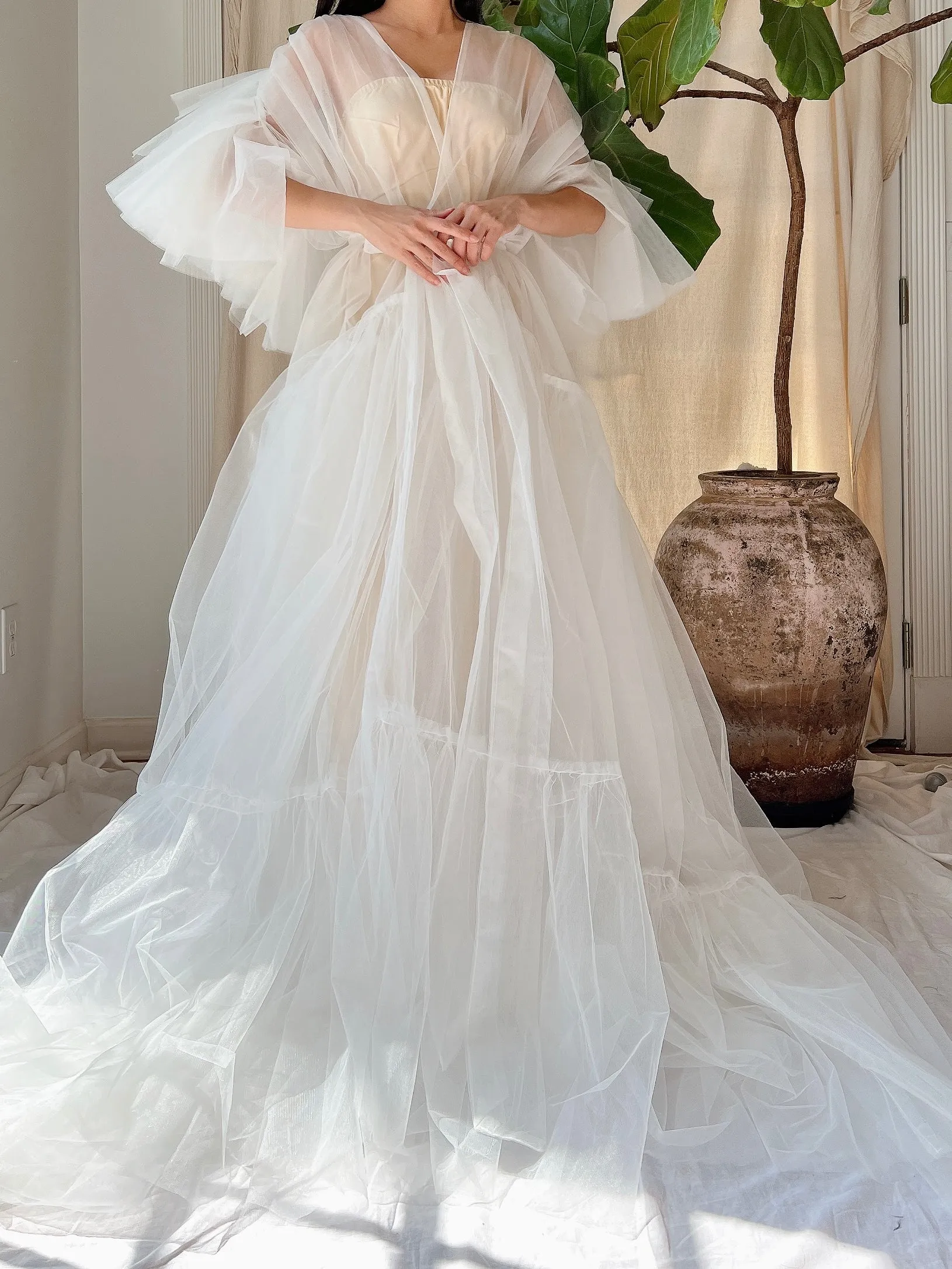 White Tulle Dressing Gown - OSFM