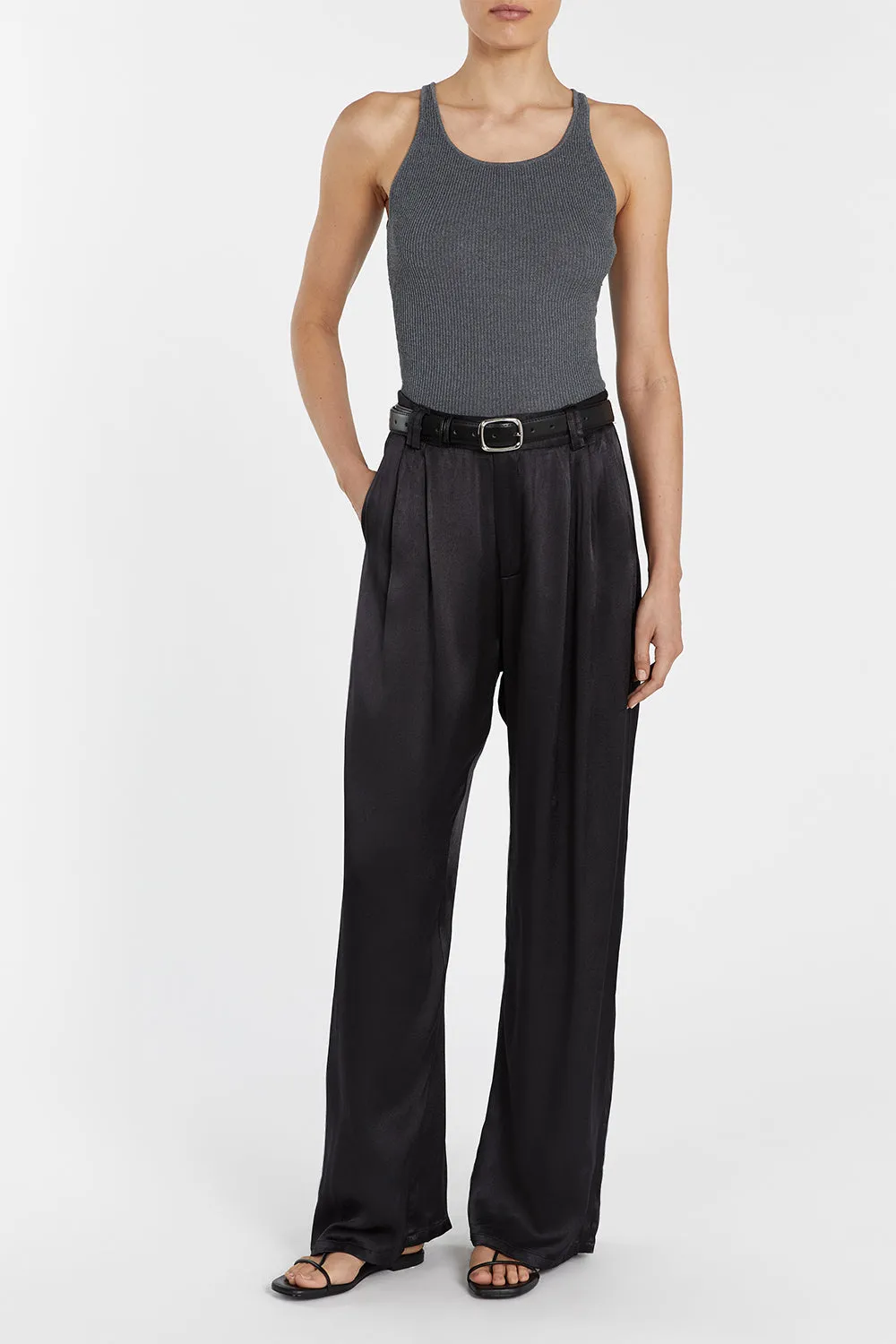 ZOE SLATE SATIN PANT